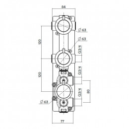 Внутренняя часть, Quadro design, FixKit, назначение-смеситель для душа термостатический с 2-мя запорными вентилями, сталь брашированная