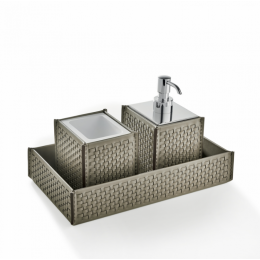 Набор аксессуаров, 3SC, Hilton, лоток, дозатор для жидкого мыла, контейнер для ватных дисков, шгв 290*170*165, цвет-Fango/Хром
