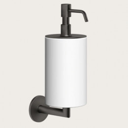 Дозатор для жидкого мыла, Gessi, шгв 75*128*243, цвет дозатора-Black Metal Brushed PVD/белый