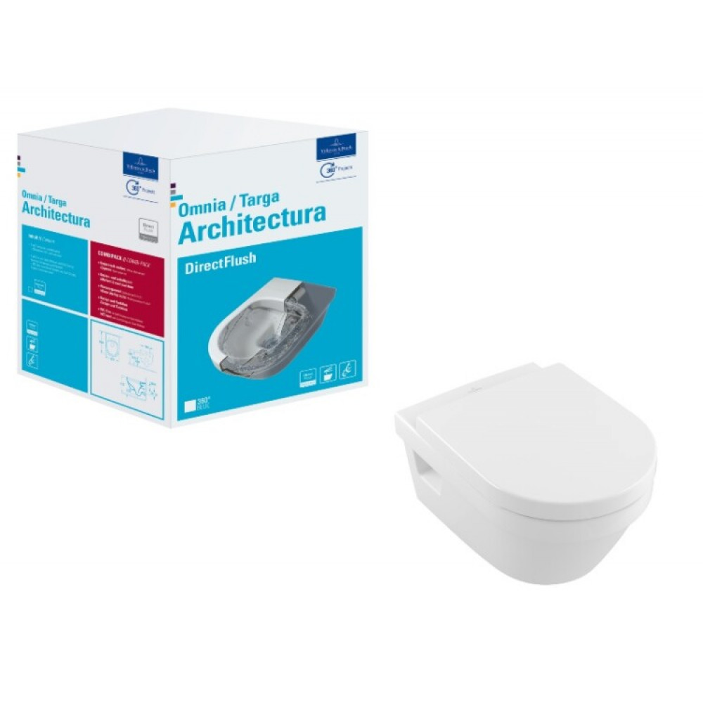 Унитаз, Villeroy&Boch, Architectura, подвесной, шгв 370*530*330, CeramicPlus, цвет-альпийский белый