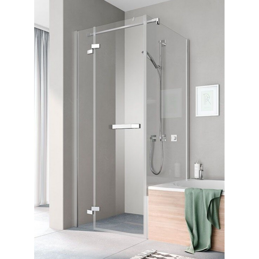 Дверь, Kermi, Tusca, шв 900*2000, петли-слева, серебристый глянцевый, цвет стекла-прозрачный, KermiCLEAN