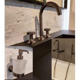 Комплект смесителей, Jorger, Valencia, с дозатором для жидкого мыла, цвет-матовый нерц