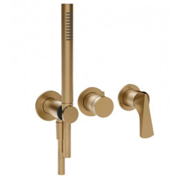 Смеситель для душа, Gessi, Ventaglio, на 2 потребителя, цвет-Warm Bronze Brushed PVD