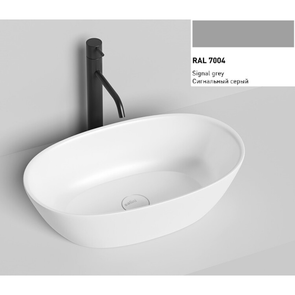 Раковина, Salini, Sofia, шгв 555*330*150, отверстия для смесителя-отсутствуют, цвет внутри и снаружи-RAL7004 матовый