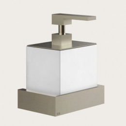 Дозатор для жидкого мыла, Gessi, Rettangolo, шгв 140*120*187, цвет дозатора-Finox Brushed Nickel/белый