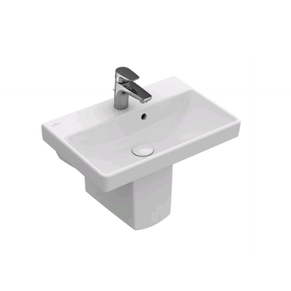 Раковина, Villeroy&Boch, Avento, шгв 550*370*105, отверстия для смесителя-1, CeramicPlus, цвет-камень белый (Stone White)