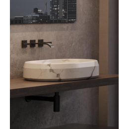Раковина, DEA Design, Salerno, шгв 465*465*130, отверстия для смесителя-отсутствуют, цвет-carrara (белый мрамор)