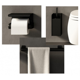 Набор аксессуаров, Agape, Mach, бумагодержатель настенный+полотенцедержатель+ершик настенный, цвет-черный