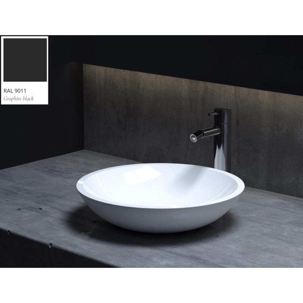 Раковина, Salini, Callista 05, шгв 365*365*85, отверстия для смесителя-отсутствуют, цвет внутри и снаружи-RAL9011 матовый