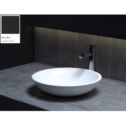 Раковина, Salini, Callista 05, шгв 365*365*85, отверстия для смесителя-отсутствуют, цвет внутри и снаружи-RAL9011 матовый