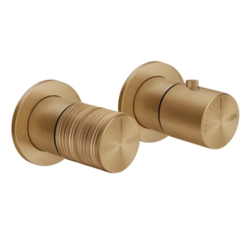 Смеситель для душа, Gessi, Habito Trame, на 2 потребителя, цвет-Warm Bronze Brushed PVD