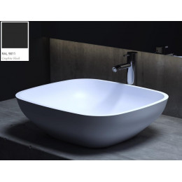 Раковина, Salini, Gloria, шгв 495*445*150, отверстия для смесителя-отсутствуют, цвет внутри и снаружи-RAL9011 матовый