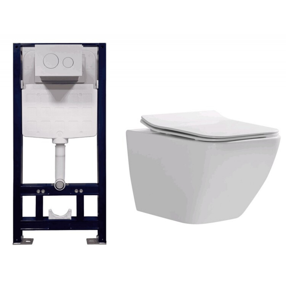 Комплект, Splendy, Elson/Stable, унитаз подвесной, шгв 360*530*365 + сиденье + инсталляция + клавиша смыва, цвет унитаза-белый, цвет клавиши-хром