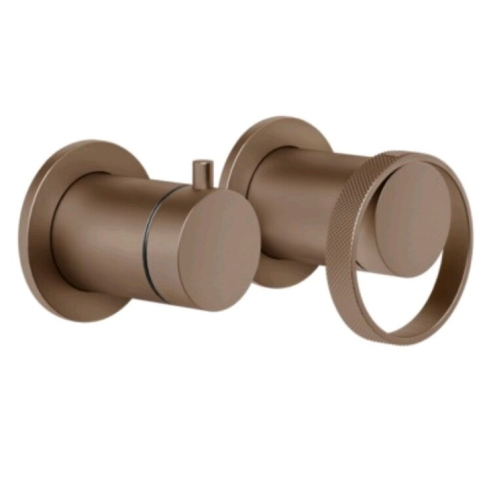 Смеситель для душа, Gessi, Anello, на 2 потребителя, цвет-Copper Brushed PVD