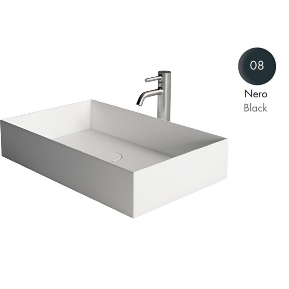 Раковина, Alice, Spy, шгв 600*370*120, отверстия для смесителя-отсутствуют, цвет-черный матовый