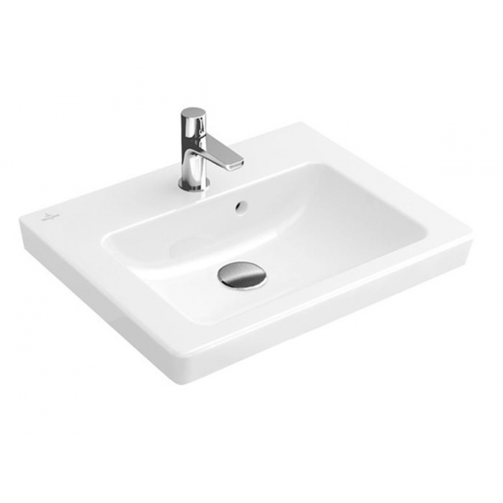 Раковина, Villeroy&Boch, Subway 2.0, шг 500*400, отверстия для смесителя-1, CeramicPlus, цвет-альпийский белый