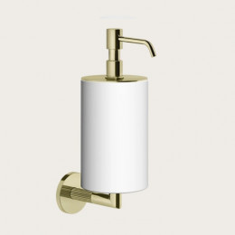 Дозатор для жидкого мыла, Gessi, Ingranaggio, шгв 75*128*243, цвет дозатора-Brass PVD/белый