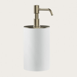 Дозатор для жидкого мыла, Gessi, Rilievo, шгв 75*97*194, цвет дозатора-Finox Brushed Nickel/белый