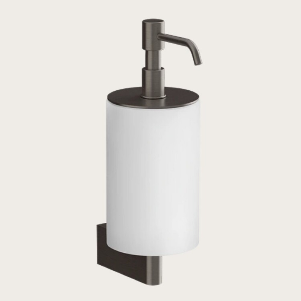 Дозатор для жидкого мыла, Gessi, Origini, шгв 75*127*229, цвет дозатора-Black Metal Brushed PVD/белый