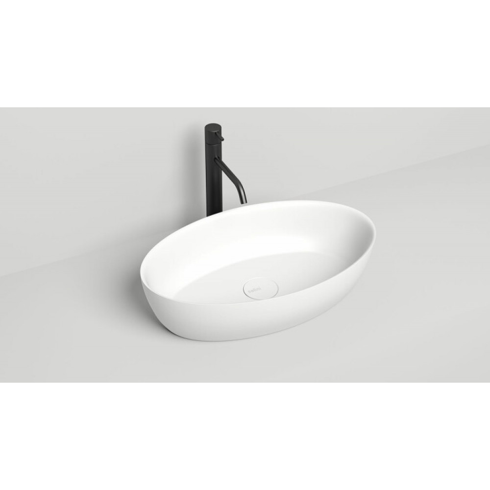 Раковина, Salini, ALDA 01, шгв 580*350*150, отверстия для смесителя-отсутствуют, цвет снаружи-RAL5000 матовый, цвет внутри-белый матовый