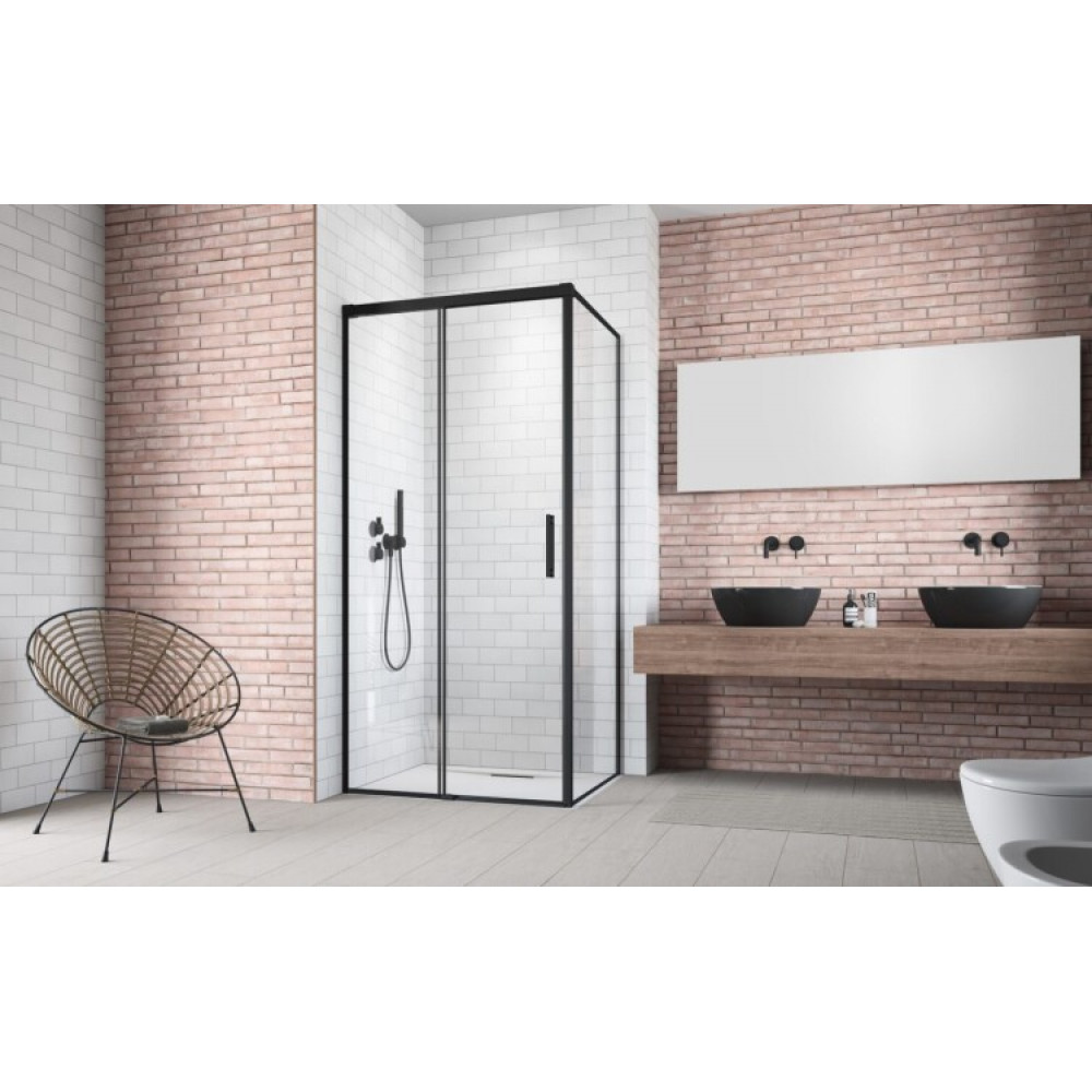 Боковая стенка, Radaway, Idea KDJ, правосторонняя, шв 750*2000, черный, цвет стекла-прозрачный, Easy Clean