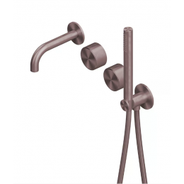 Смеситель для ванны и душа, Quadro design, Stereo, цвет-золото розовое (Pink Gold)