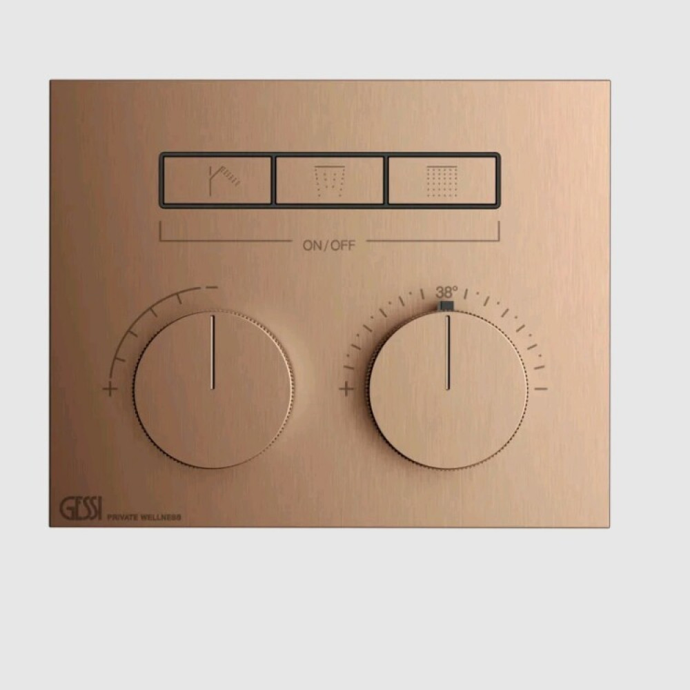 Смеситель для душа, Gessi, HI-FI Compact, на 3 потребителя, цвет-Copper Brushed PVD