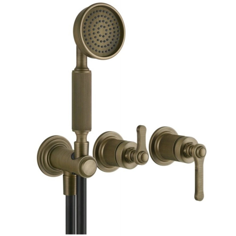Смеситель для душа, Gessi, VENTI20, на 2 потребителя, цвет-Antique Brass