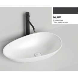 Раковина, Salini, Paola, шгв 580*345*140, отверстия для смесителя-отсутствуют, цвет-RAL9011 матовый снаружи/белый матовый внутри