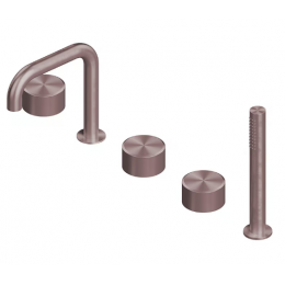 Смеситель для ванны и душа, Quadro design, Stereo, цвет-золото розовое (Pink Gold)