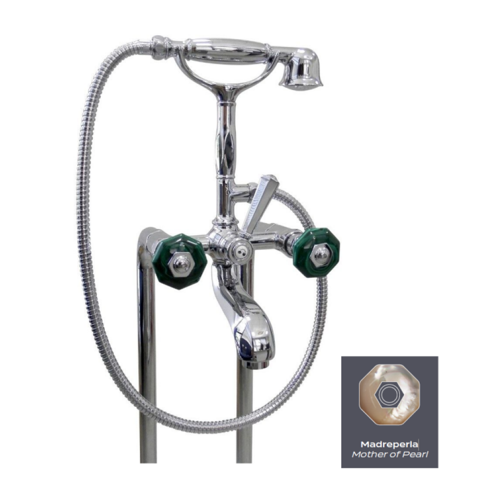 Смеситель для ванны и душа, Nicolazzi, Teide Chic, цвет ручки/смесителя-Madreperla/Polished Nickel