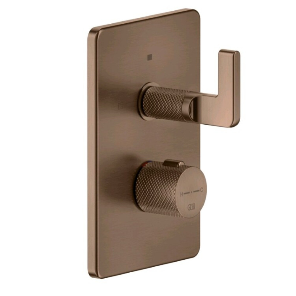 Смеситель для душа, Gessi, Inciso Bath&Shower, на 2 потребителя, цвет-Copper Brushed PVD