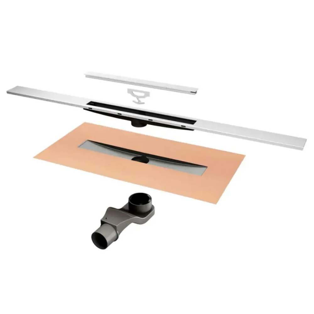 Линейный душевой трап, Huppe, River, дв 600, цвет-сатин матовый