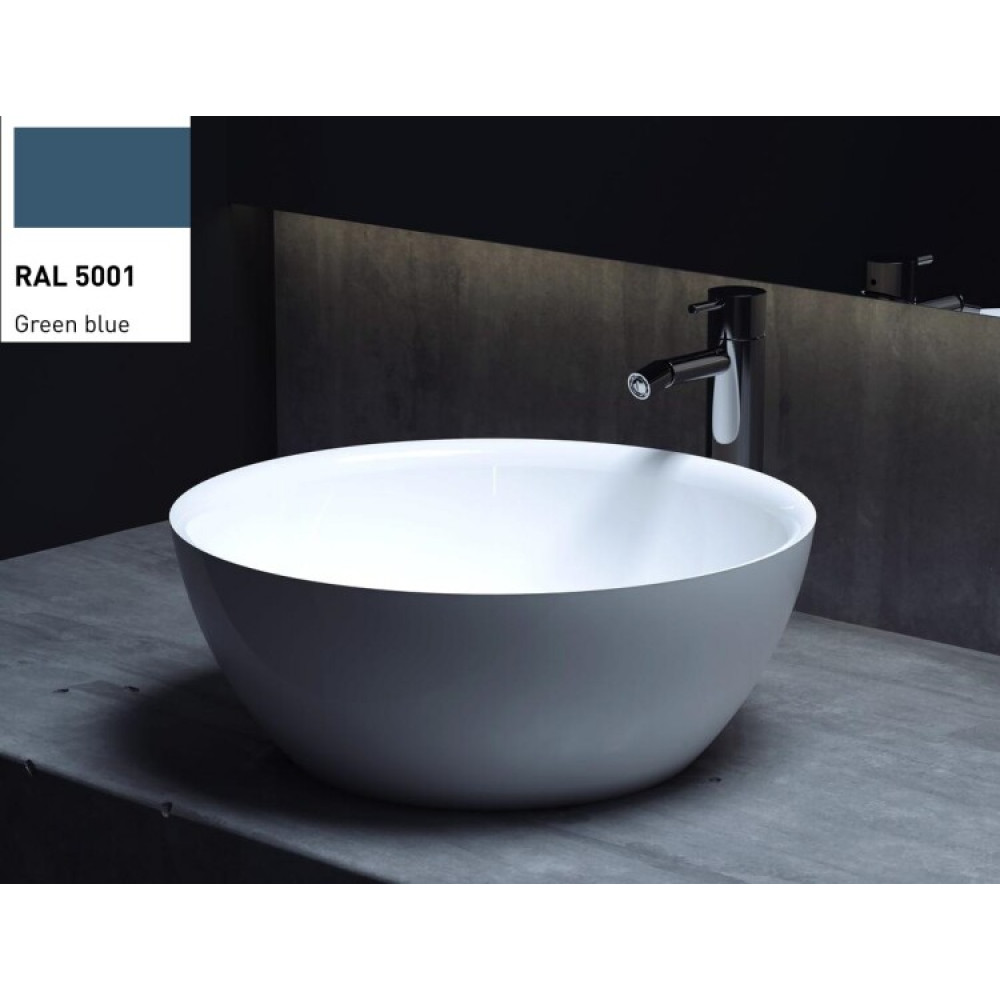 Раковина, Salini, ALDA 02, шгв 425*425*155, отверстия для смесителя-отсутствуют, цвет внутри и снаружи-RAL5001 матовый