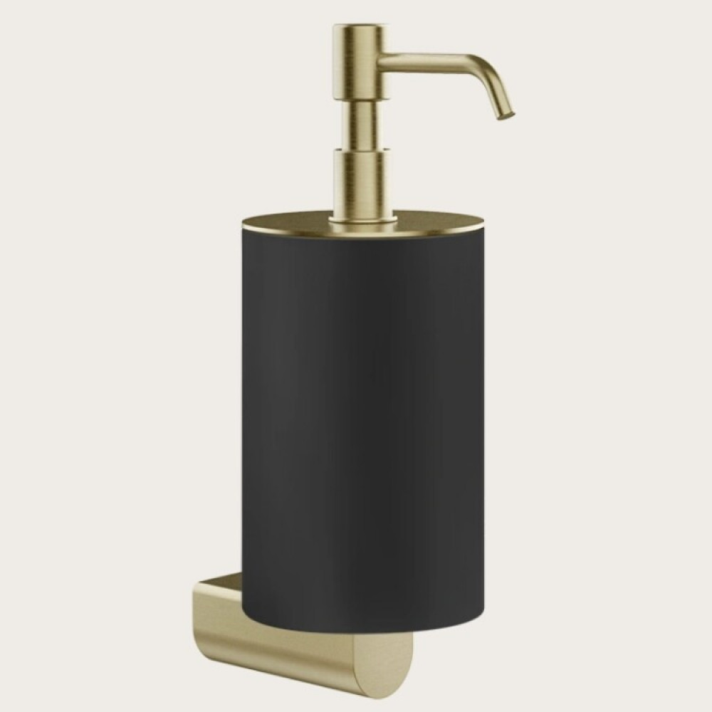 Дозатор для жидкого мыла, Gessi, Rilievo, шгв 75*121*222, цвет дозатора-Brushed Brass PVD/чёрный