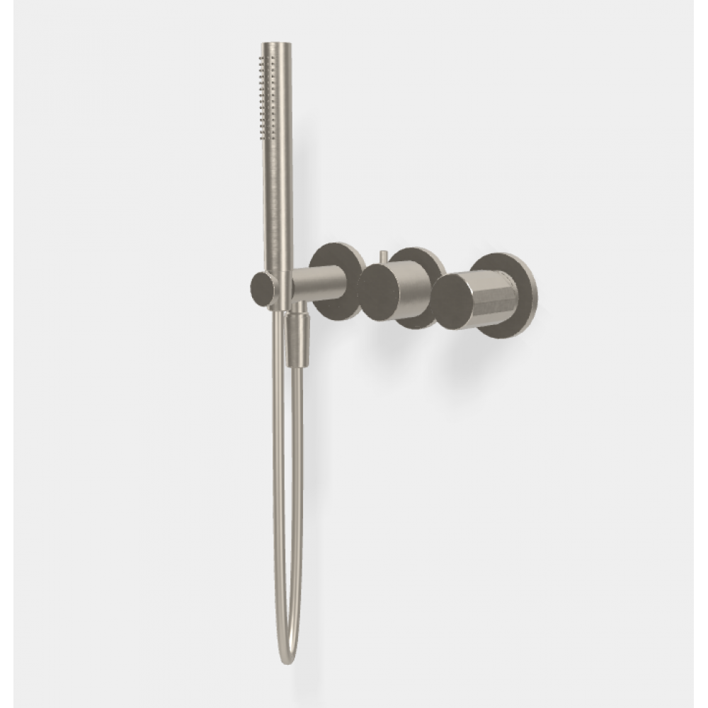 Смеситель для душа, Fima Carlo Frattini, Spillo Tech, V COLLECTION, на 2 потребителя, цвет-никель брашированный