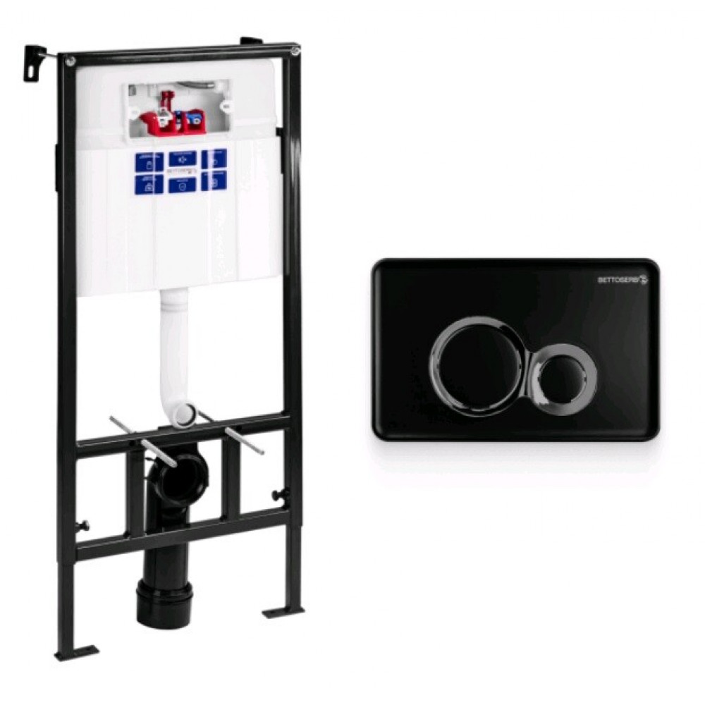 Инсталляция, Bettoserb, Sava Fix Slim, для унитаза, шгв 520*200*1136, цвет клавиши-чёрный матовый/хром глянцевый