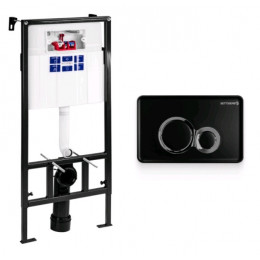 Инсталляция, Bettoserb, Sava Fix Slim, для унитаза, шгв 520*200*1136, цвет клавиши-чёрный матовый/хром глянцевый