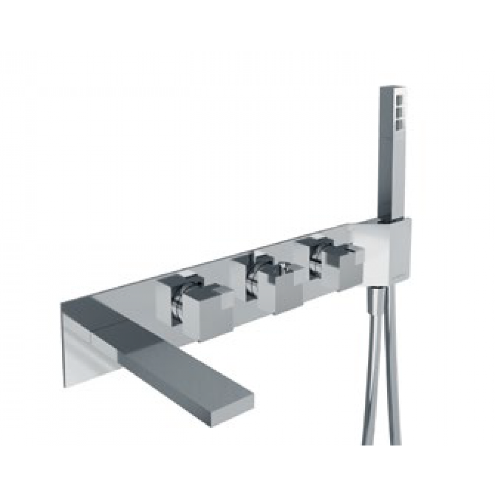 Смеситель для ванны и душа, Carimali, OCube, на 2 потребителя, цвет-металл оружейный брашированный PVD