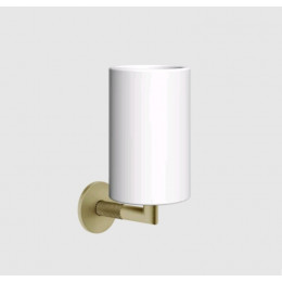 Стакан, Gessi, Anello, шгв 75*107*171, цвет стакана-белый, цвет держателя -Brushed Brass PVD