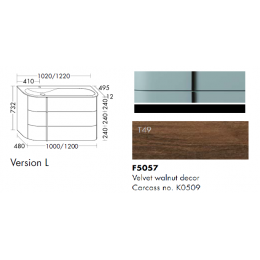 Тумба под раковину, Burg, Lavo 2.0, шгв 1020*495*732, левосторонняя, количество раковин в комплекте-1, вырез под смеситель-1, цвет-Velvet walnut decor