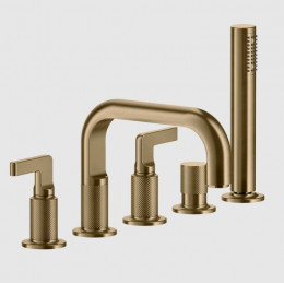 Смеситель для ванны и душа, Gessi, Inciso, цвет-Warm Bronze Brushed PVD