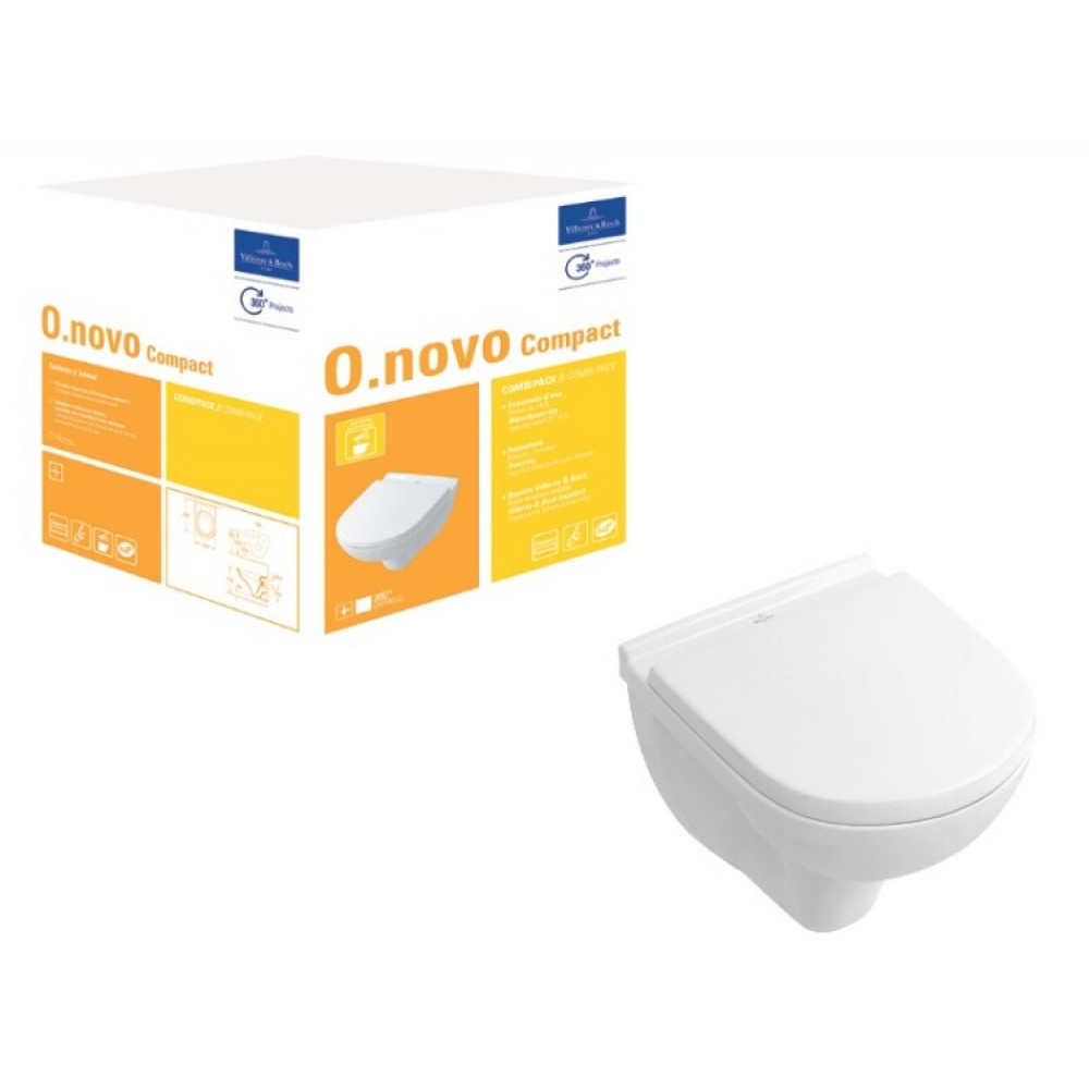 Унитаз, Villeroy&Boch, O'Novo, подвесной, шгв 360*490*340, CeramicPlus, цвет-альпийский белый