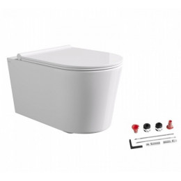 Унитаз, Alice, Form, подвесной, шгв 350*500*375,  Aliglaze+, с сиденьем, с набором для крепления, цвет-белый