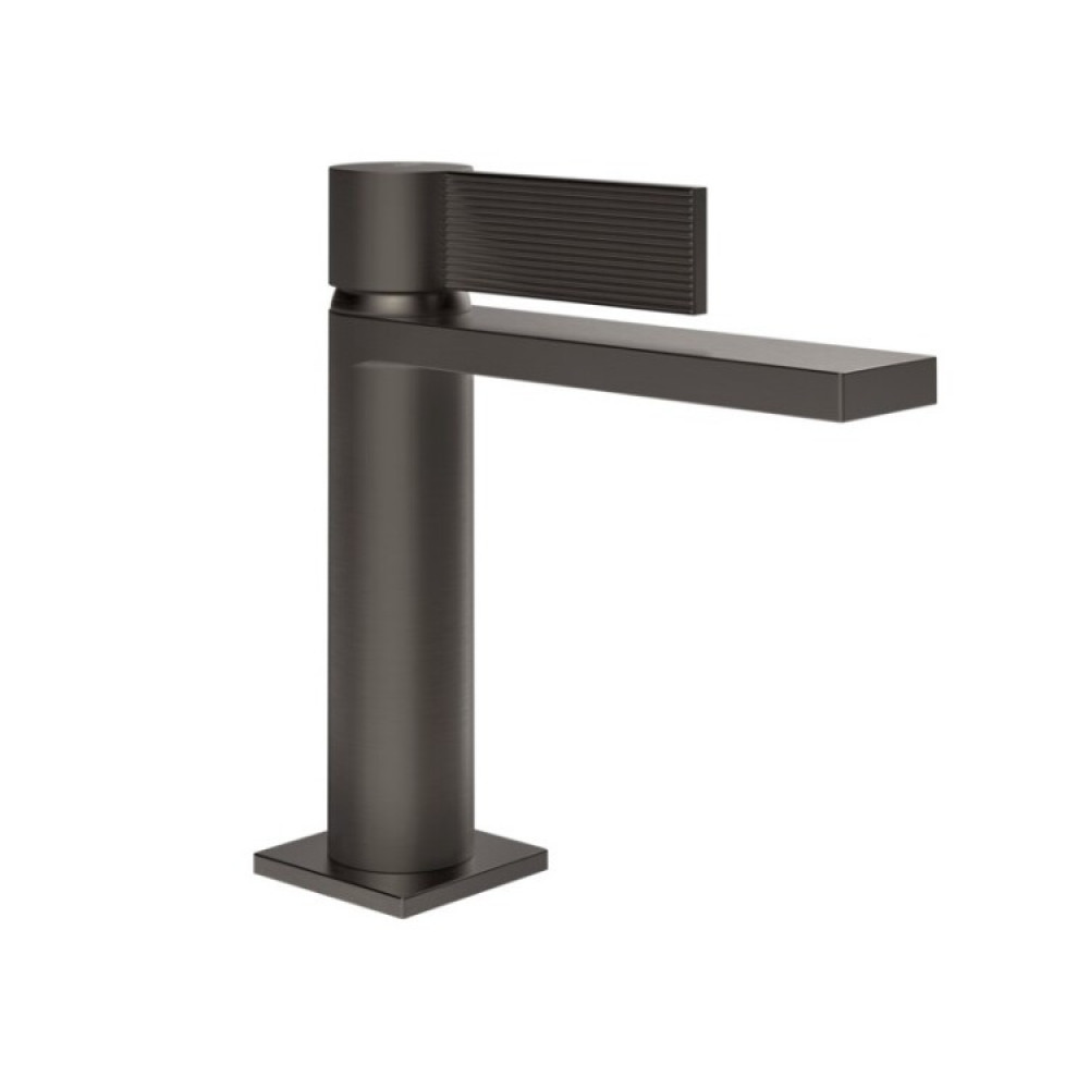 Смеситель для раковины, Gessi, Inverco Rigato, цвет-Black Metal Brushed PVD