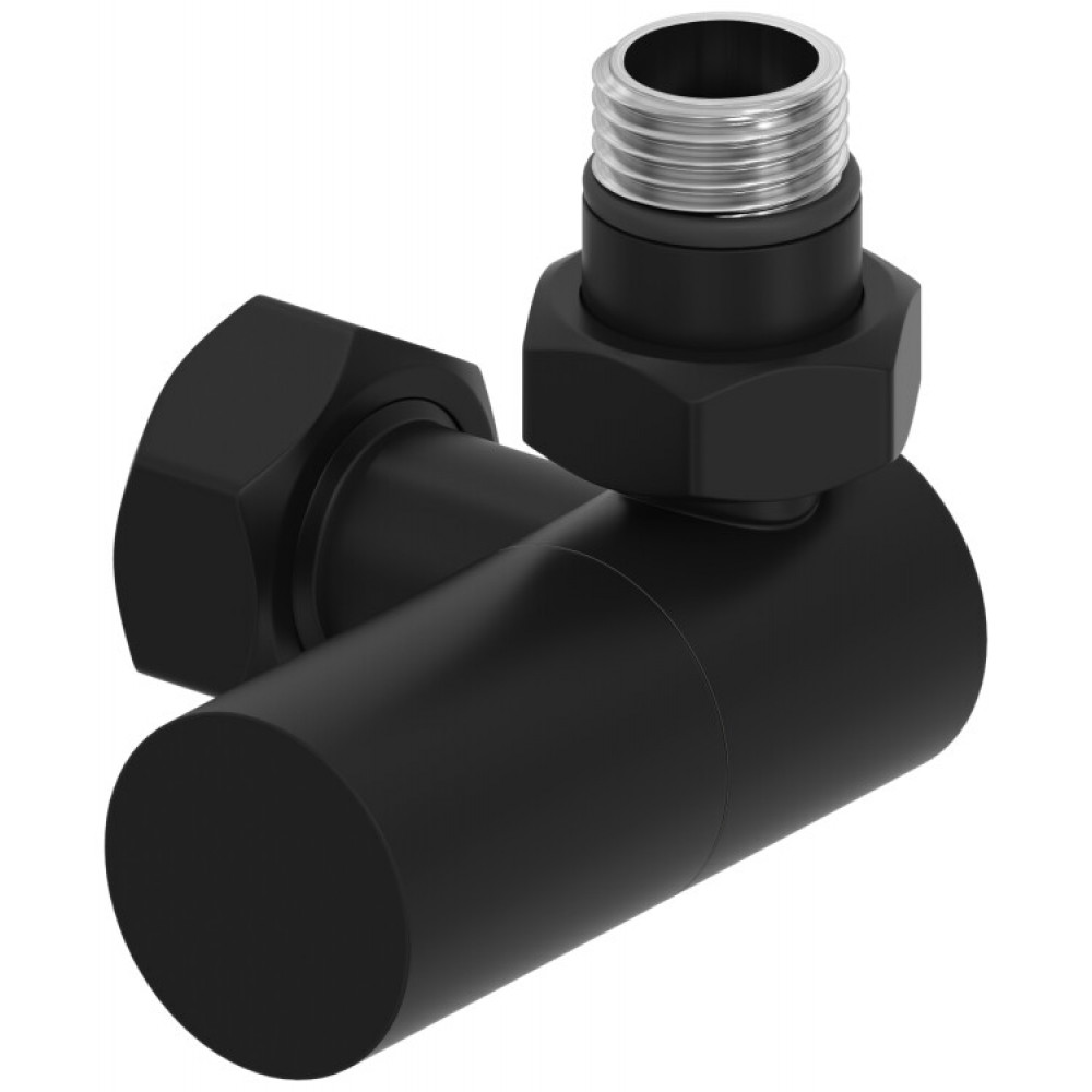 Вентиль, Сунержа, 3D, G 1/2" НР х G 3/4" НГ, правый, цилиндр, цвет-черный матовый