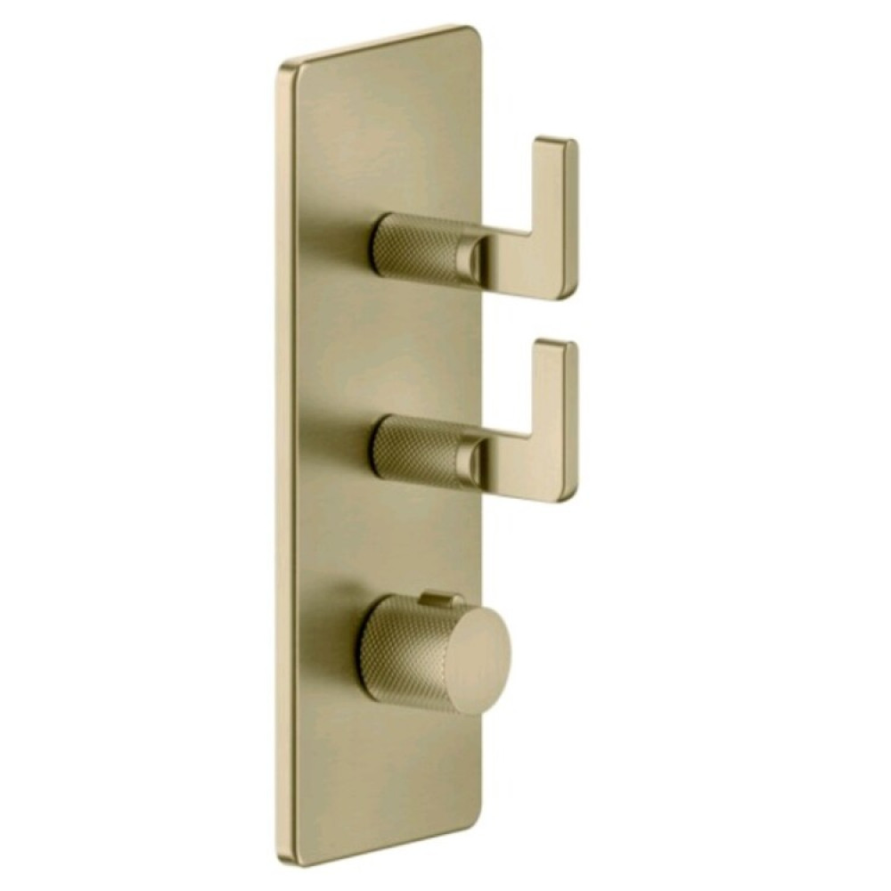 Смеситель для душа, Gessi, Inciso Bath&Shower, на 2 потребителя, цвет-Brushed Brass PVD