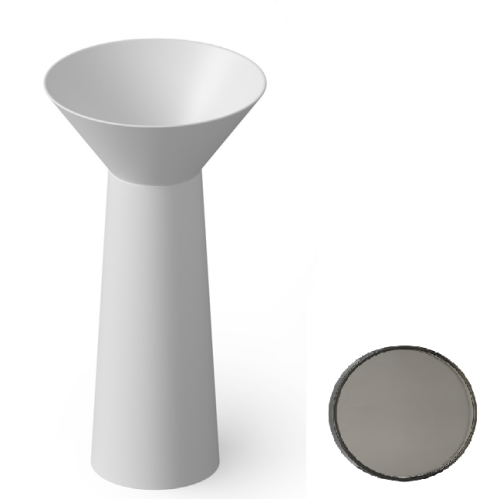 Раковина, DEA Design, Pedestal Basin, шгв 480*480*900, отверстия для смесителя-отсутствуют, цвет-Smoky Black