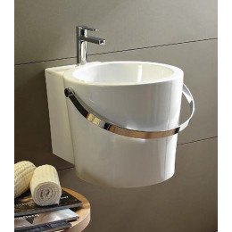 Раковина, Scarabeo, Bucket, шгв 405*540*350, отверстия для смесителя-1, цвет-белый глянцевый/хром