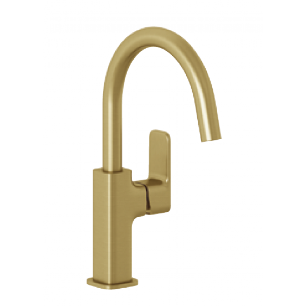 Смеситель для раковины, Kludi, Renon, цвет-золото брашированное